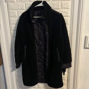 Athleta Black Teddy Jacket Plush Mid-Length
